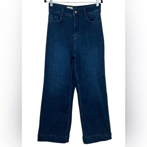 PILCRO Wide-Leg Dark Blue Wash Demin Jeans Sz 28 High-Rise Cropped 70s-Inspired